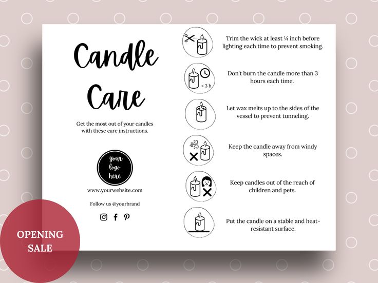 a poster with the words candle care on it and instructions for how to use them