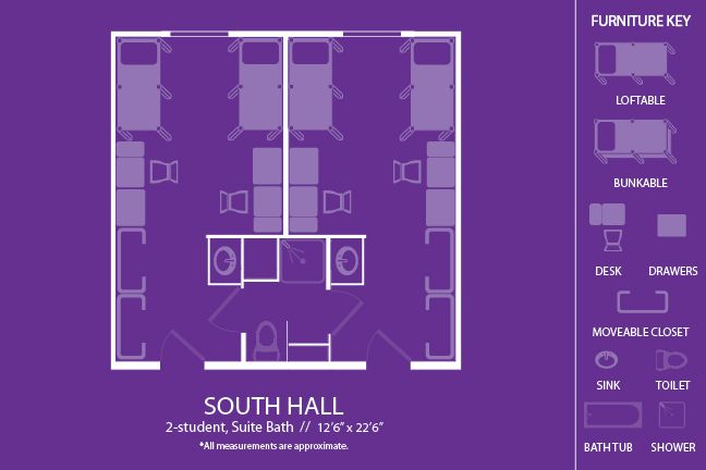 the floor plan for south hall