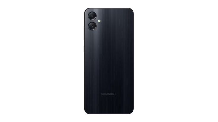 an image of the back side of a black samsung phone