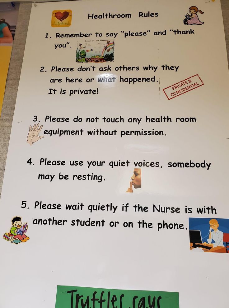 a sign with instructions on how to use the nurse's phone for teaching purposes