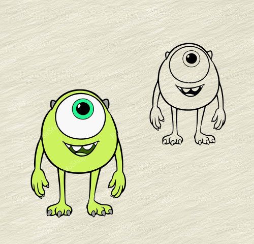 an image of two cartoon monsters with one looking at the camera and the other staring