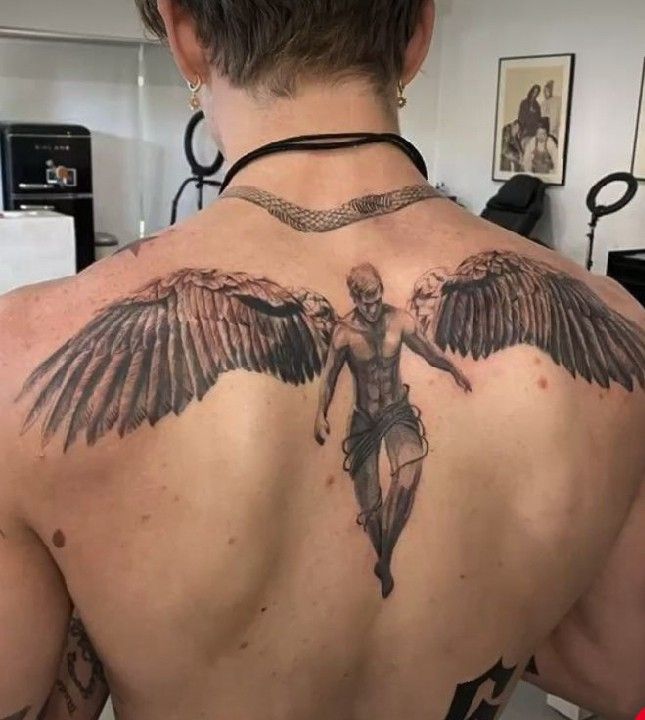 Back tattoo | Men's back tattoo | Angel tattoo 
Wings tatoo Back Tattoos For Guys Upper, Angel Back Tattoo, Wing Tattoos On Back, Wing Tattoo Men, Roman Tattoo, Tattoo Angel, Upper Back Tattoos, Tattoo Inspiration Men, Back Tattoos For Guys