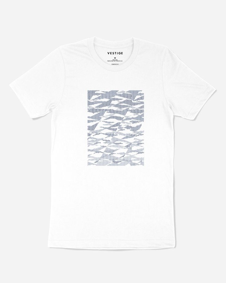 Our best-selling, artist-created graphic tee. VESTIGE designs take inspiration from modern art and NYC— where the brand was born. The shirt is cut in soft cotton and screen printed with our exclusive in-house design. Modern White T-shirt With Graphic Print, Modern White Tops With Graphic Design, Modern White T-shirt With Screen Print, Graphic Tee With Exclusive Print In Cotton, The Shirt, Graphic Tee, Screen Printing, Modern Art, Camo