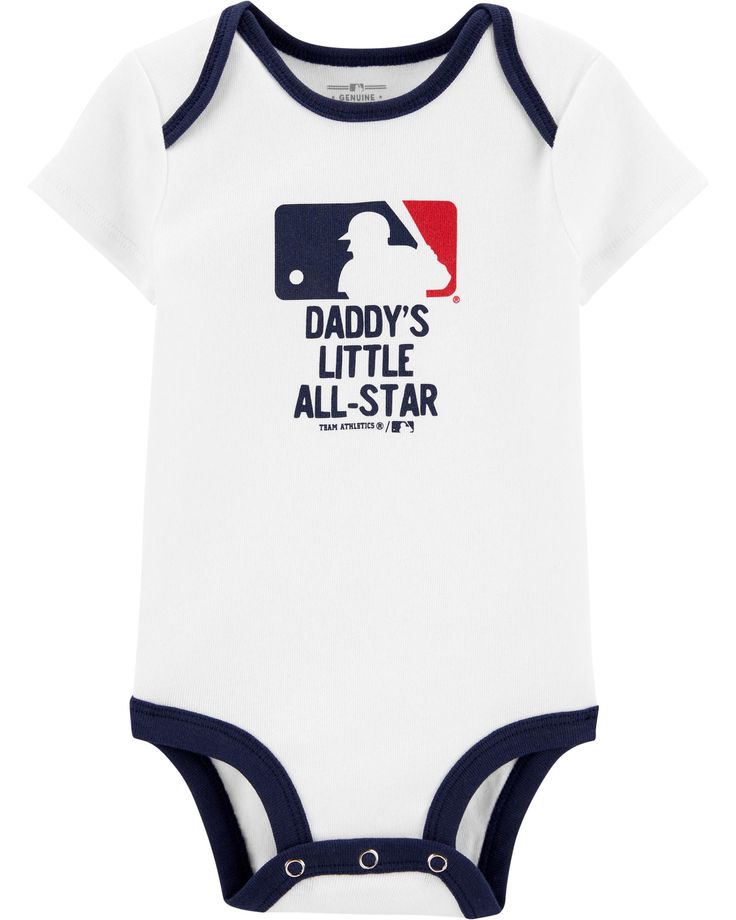 Your Little Mlb Fan Will Love Supporting The Family Favorites In This Snuggly Soft Cotton Bodysuit! Official Mlb Product Designed Exclusively For Carter's. Casual Graphic Print Bodysuit For Playtime, Casual Cotton Bodysuit With Letter Print, White Cotton Sports Bodysuit, Casual Onesie With Letter Print For Game Day, Sporty Cotton Onesie For Playtime, Casual Cotton Onesie For Sports Events, Sports Cotton Onesie With Short Sleeves, White Short Sleeve Onesie For Game Day, Casual Sports Onesie With Letter Print