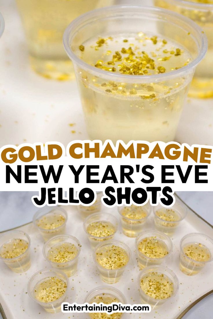 Gold Champagne New Year's Eve Jello Shots | Cocktails