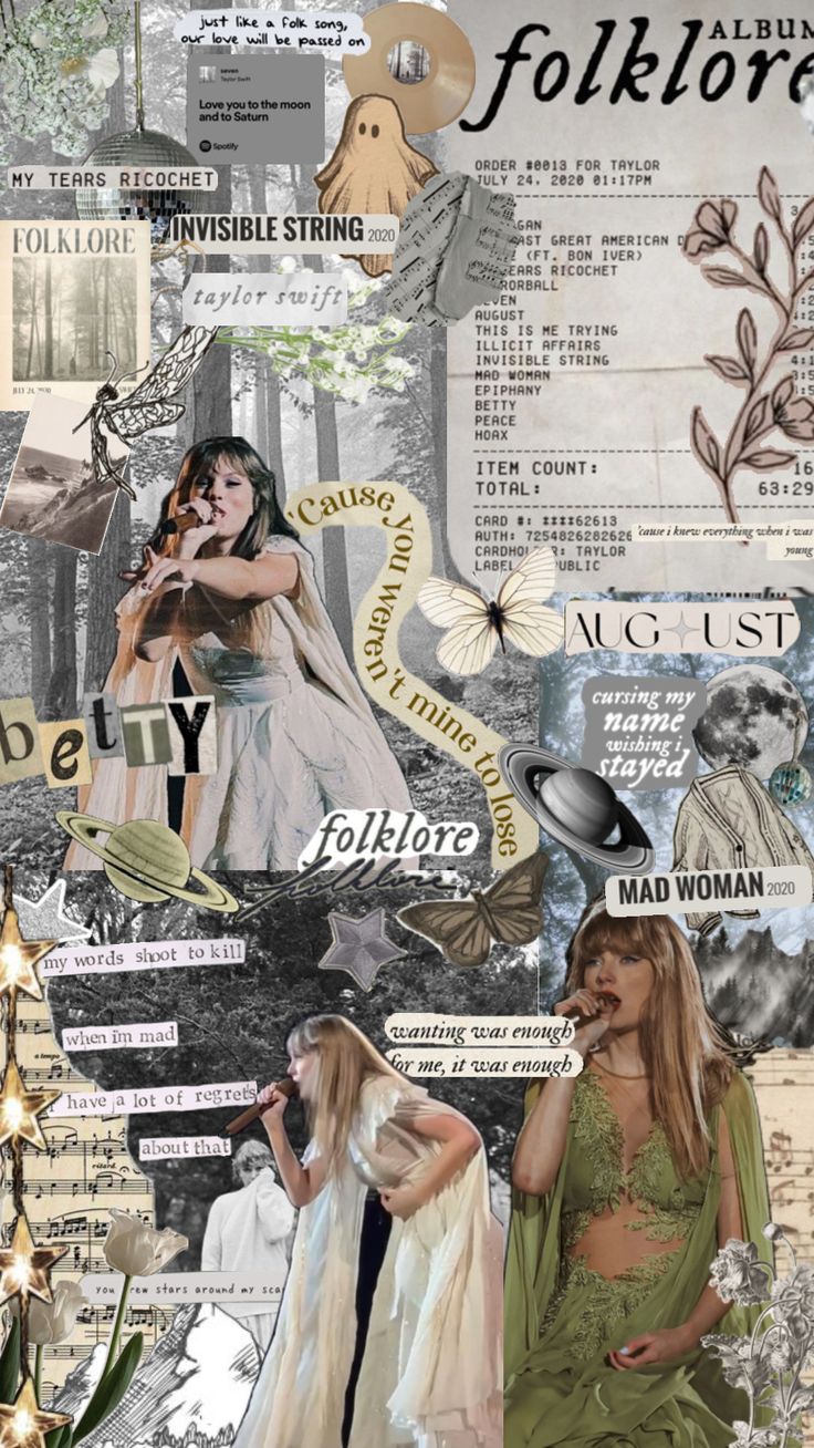 the collage is made up of many different pictures and words, including women's clothing