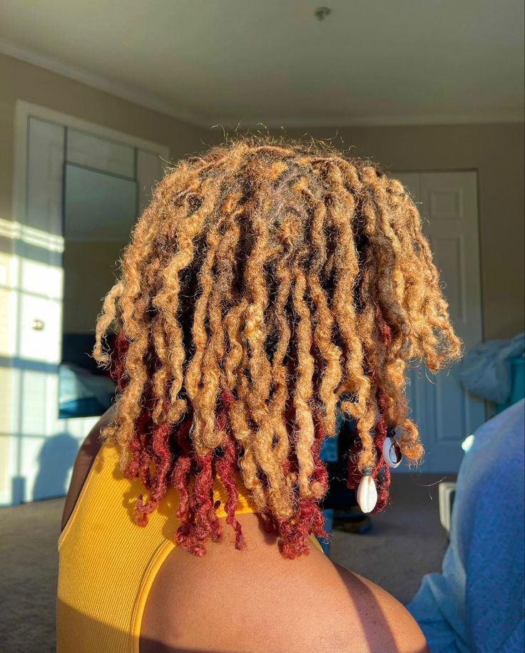 Red And Blonde Locs, Men Dread Styles, Loc Colors, Dyed Locs, Dyed Dreads, Red Dreads, Blonde Dreads, Dyed Curly Hair, Loc Inspiration