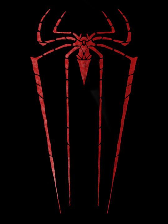 the amazing spider - man logo in red on black