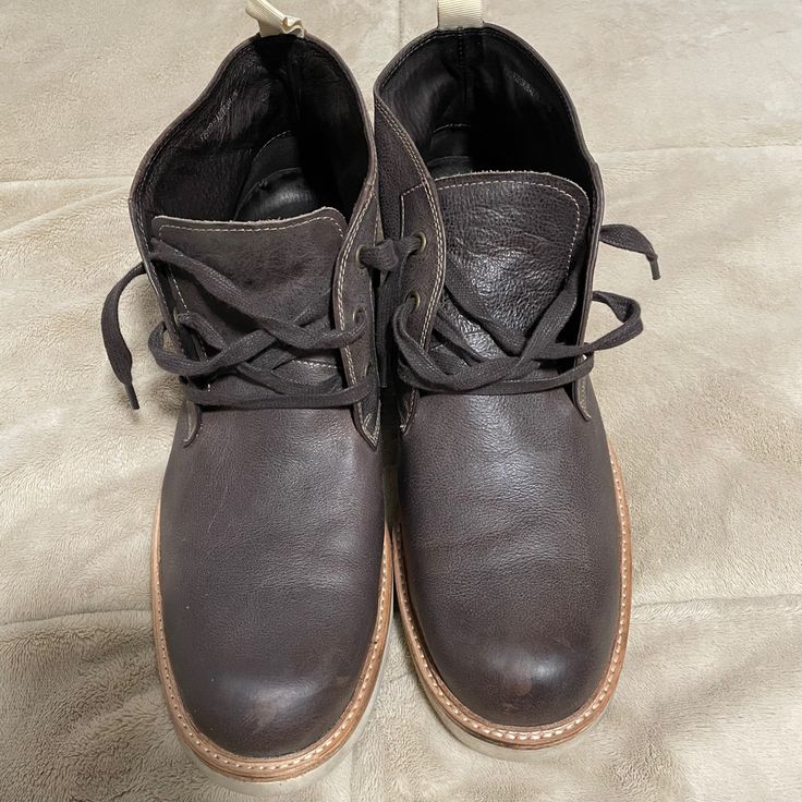 John Varvatos Leather Boots Size: 12 Barely Worn Like New And Clean Condition, There Are No Holes Or Stains, Or Fading. Smoke-Free And Pet-Free Home! Love Offers Rugged Chukka Boots With Round Toe For Fall, Rugged Fall Chukka Boots With Round Toe, Brown Leather Boots With Stitched Sole, Leather Lace-up Desert Boots With Leather Footbed, Casual Moc Toe Brown Work Boots, Casual Brown Moc Toe Work Boots, Fall Work Boots With Leather Footbed And Closed Toe, Casual Brown Plain Toe Work Boots, Fall Work Boots With Leather Footbed