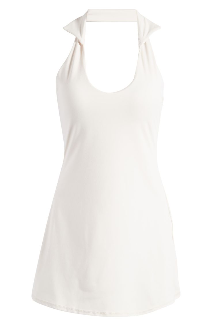 A versatile design keeps you moving freely on or off the pickleball court in this active dress made with twisted straps. 23" center front length (size Medium ) 3" inseam;10" inseam (size Medium) Scoop neck Sleeveless 82% polyester, 18% spandex Machine wash, tumble dry Imported Casual Activewear With Built-in Bra And Halter Neck, Summer Stretch Tank Top With Ruched Back, Stretch Tank Top With Ruched Back For Summer, Summer Racerback Tennis Dress For Gym, Racerback Tennis Dress For Summer Gym, Fitted Sleeveless Tank Top For Tennis, Fitted Sleeveless Tennis Tank Top, Casual Sleeveless Tank Top For Tennis, Casual Summer Tennis Dress With Built-in Bra