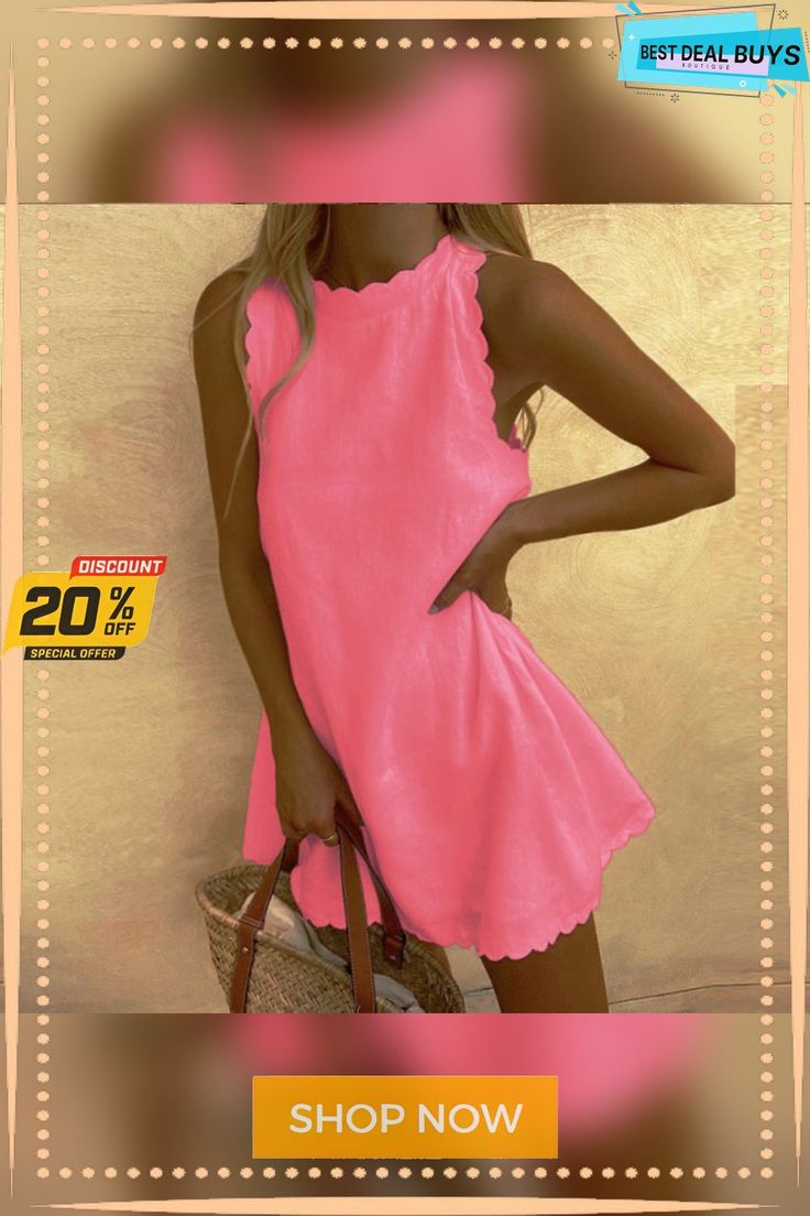 Sexy Solid Color Sleeveless Loose Women's Vest Dress Pink Solid Color Mini Dress For Summer, Pink Sleeveless Mini Dress For Vacation, Flirty Sleeveless Mini Dress For Spring, Pink Solid Color Mini Dress For Vacation, Solid Color Mini Sleeveless Dress For Beach, Sleeveless Stretch Mini Dress In Solid Color, Beach Sleeveless Mini Dress Solid Color, Beach Sleeveless Mini Dress In Solid Color, Stretch Sleeveless Solid Color Mini Dress