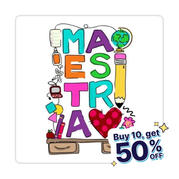 an advertisement for the sale of items in front of a white background with colorful lettering