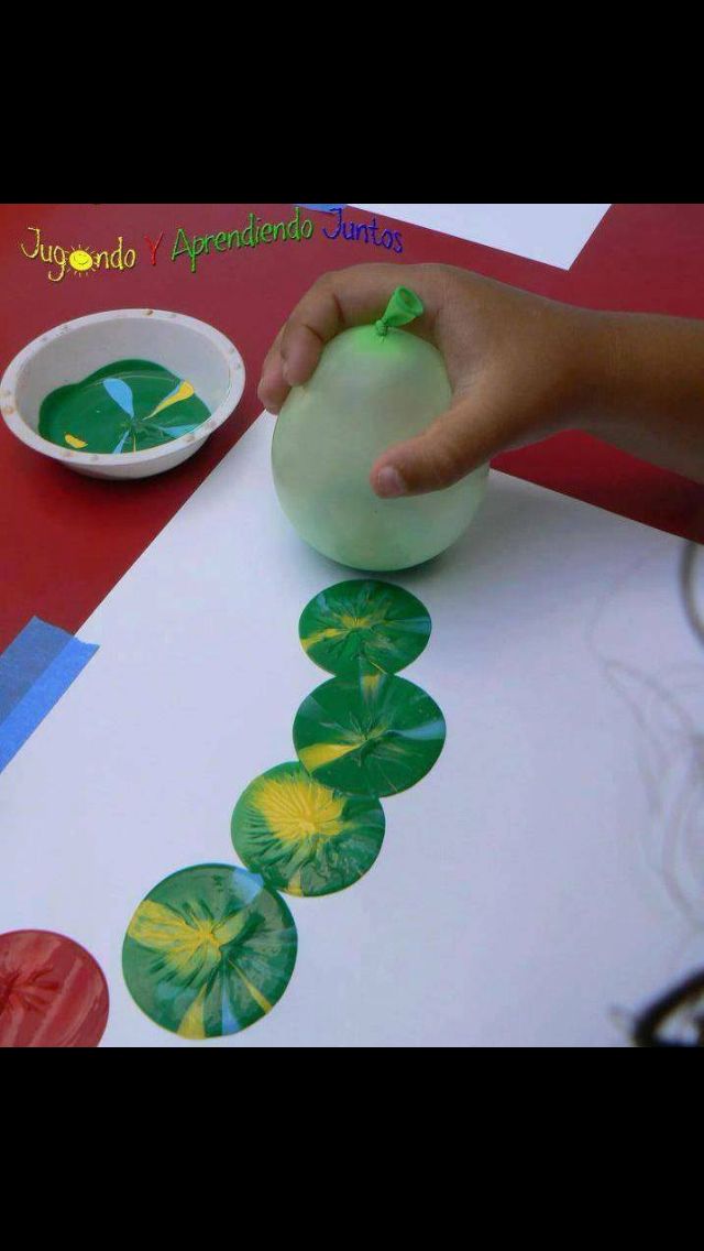 Painting with a balloon Oppgaver For Barn, Diy Paintings, Balloon Painting, Painting Activities, The Very Hungry Caterpillar, Amazing Diy, Childrens Crafts, Preschool Art, Elementary Art