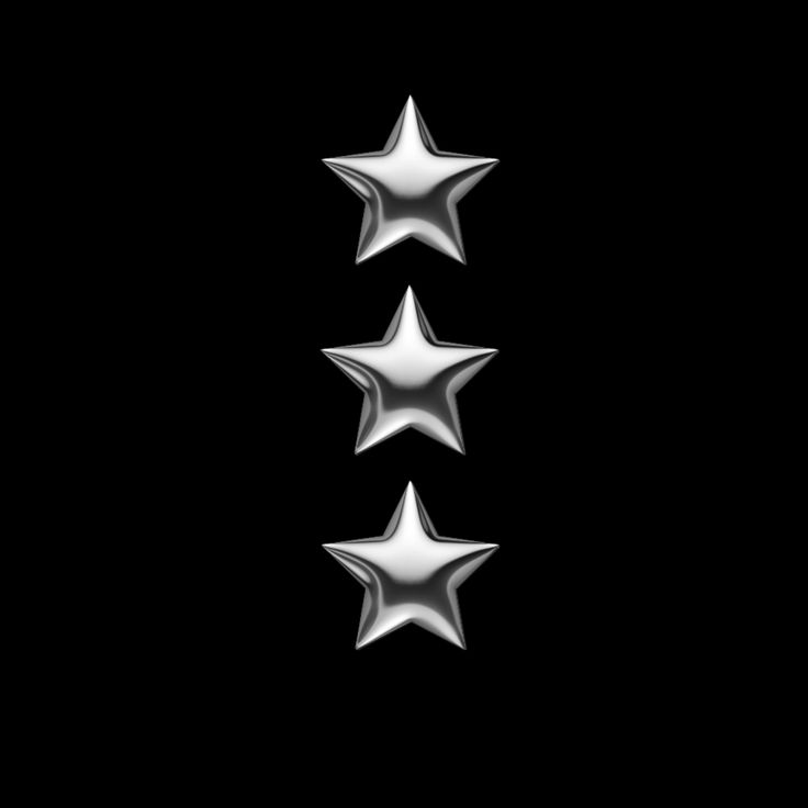 three silver stars on a black background