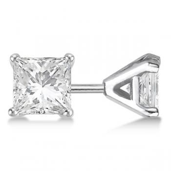 1.00ct. Martini Princess Diamond Stud Earrings 14kt White Gold (G-H, VS2-SI1)-Allurez.com Square Diamond Studs, Princess Diamond Earrings, Earrings Platinum, Princess Cut Diamond Earrings, Pink Gold Jewelry, Diamond Solitaire Earrings, Rose Gold Earrings Studs, Jewelry Showcase, Platinum Earrings