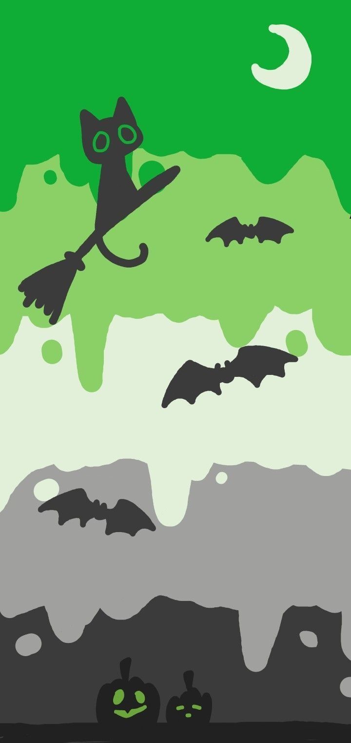 an image of a halloween scene with cats and bats