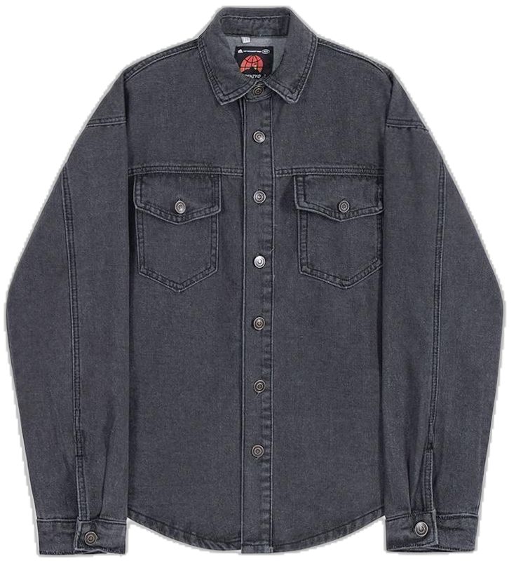 Denim Shirt For Fall Streetwear, Denim Shirt For Streetwear In Fall, Fall Denim Shirt For Streetwear, Urban Long Sleeve Denim Tops, Casual Washed Black Shirt For Streetwear, Casual Washed Denim Top For Streetwear, Button-up Washed Tops For Streetwear, Dark Wash Cotton Denim Top For Streetwear, Dark Wash Shirt With Pockets For Streetwear