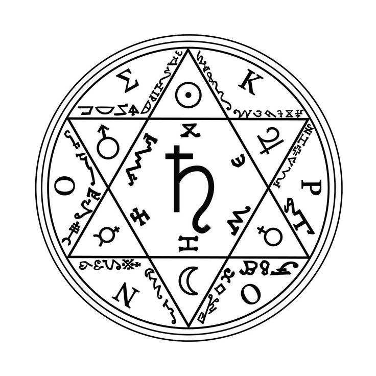 an image of a pentagramil with symbols in the middle and letters on it