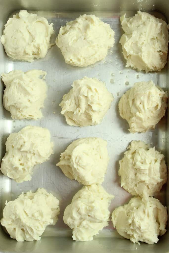 the dough is ready to be baked in the oven and put into the baking pan