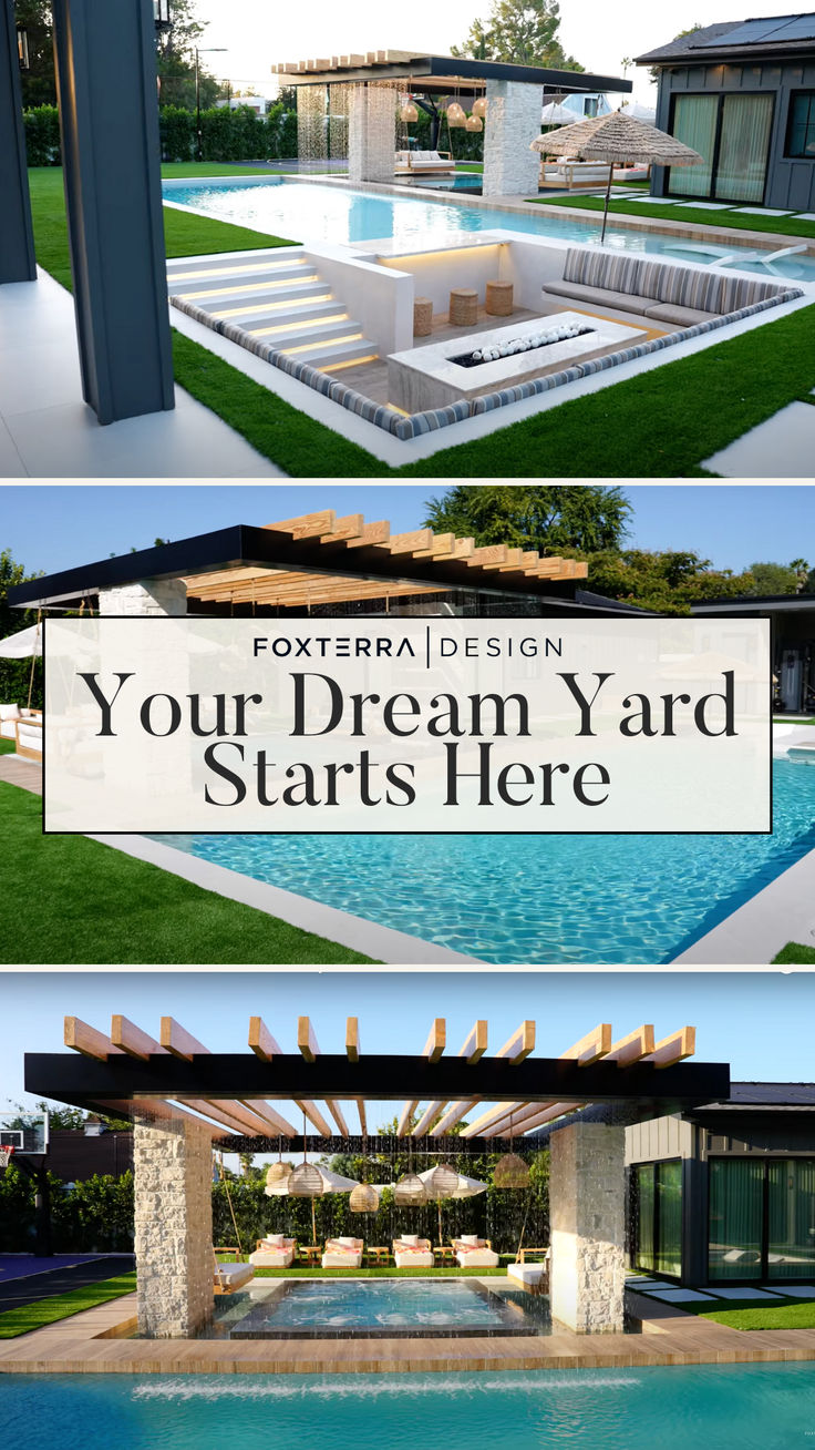 Dreaming of your own private backyard resort?  Let us help you create your dream yard with luxury landscape design & luxury exterior design.  Whether you have a rooftop terrace or 3 acre lot, we'll turn your residence into a resort!  Book a free design consultation today & let's get started on your luxury backyard design. Backyard Swing Ideas, Luxury Backyard Design, Luxury Backyards, Luxury Landscape Design, Luxury Exterior Design, Modern Backyard Design, Backyard Resort, Luxury Landscape, Yard Game