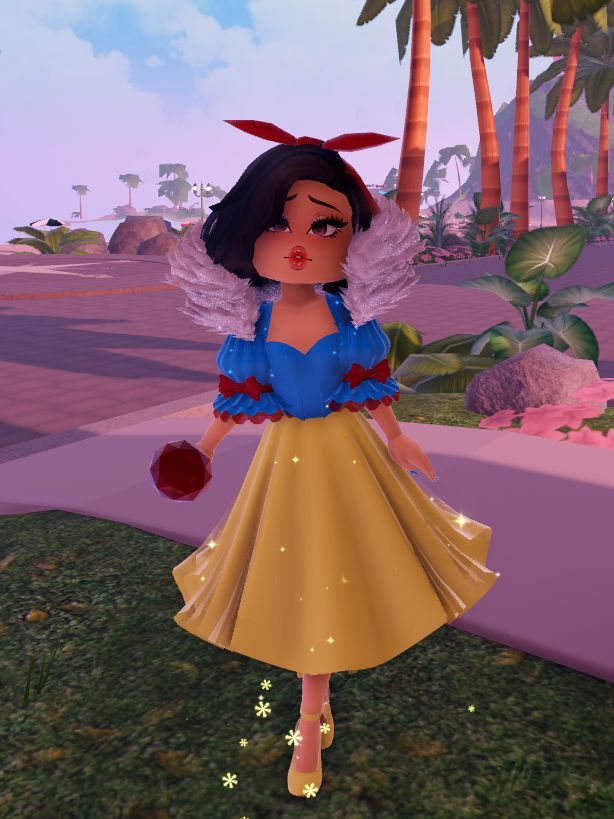 an animated image of a woman in a dress with wings and flowers on her head