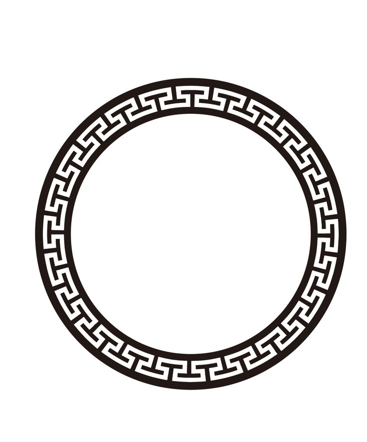 a black and white circular frame with an ornament in the middle