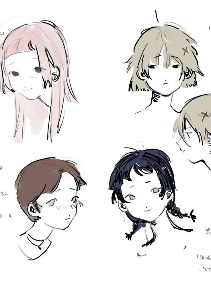 four different types of anime hair