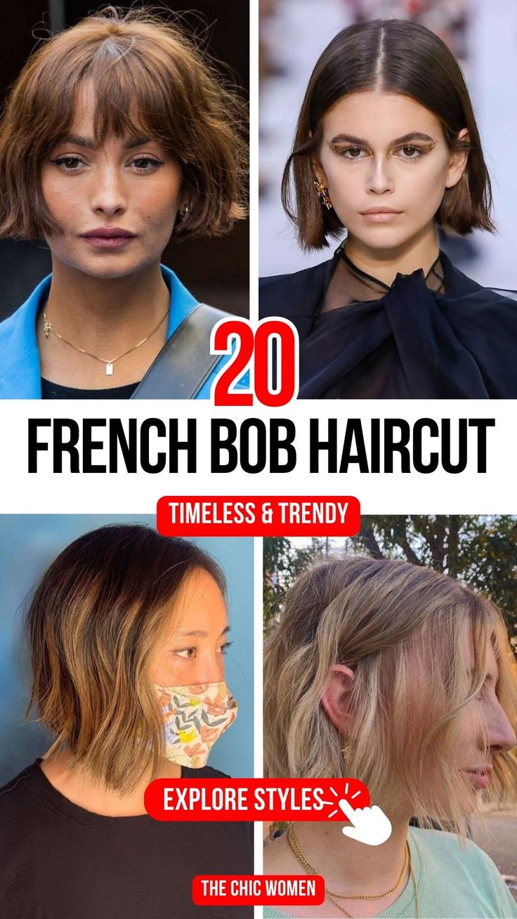 20 Short French Bob Haircuts You’ll Love French Bob For Wavy Hair, French Bob Fine Hair No Bangs, Short French Bob Fine Hair, Parisian Bob Haircut, Haircuts Medium Length Straight, French Bob Haircut Short, French Bob No Bangs, French Bob Straight Hair, Short French Bob With Bangs