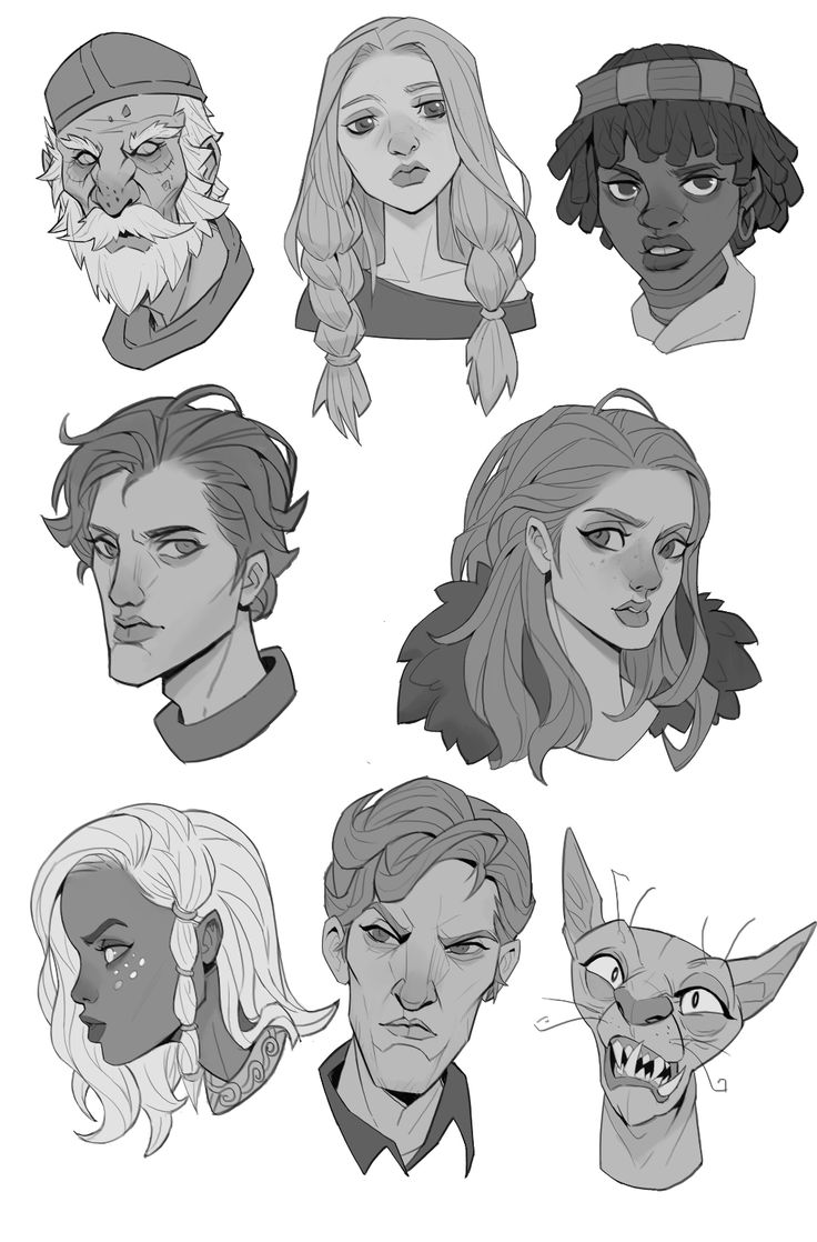 several different faces and hair styles for the characters in the game, which are drawn by hand