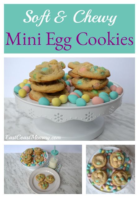 an image of mini egg cookies on a cake platter and in the background there are other pictures