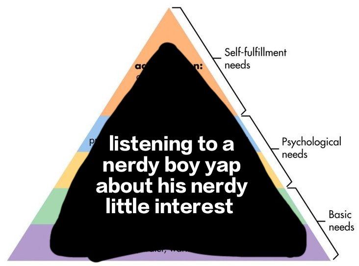 a triangle with the words listening to a nerdy boy yap about his nerdy little interest