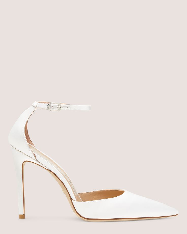 STUART 100 STRAP PUMP | Stuart Weitzman Luxury Wedding Shoes With 4-inch Heel And Ankle Strap, Open Heel Wedding Shoes With 4-inch Heel, Luxury Fitted Ankle Strap Wedding Shoes, Fitted Wedding Shoes With Heel And Ankle Strap, Formal Wedding Shoes With Heel And Toe Straps, Elegant Ankle Strap Court Shoes With Sculpted Heel, Elegant Court Shoes With Sculpted Heel And Ankle Strap, Fitted Court Shoes With Heel Strap And Open Heel, Fitted Open Heel Court Shoes With Heel Strap