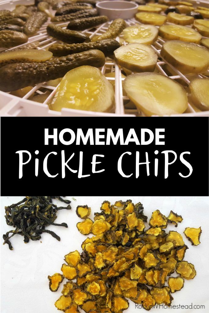 homemade pickle chips with the title above it