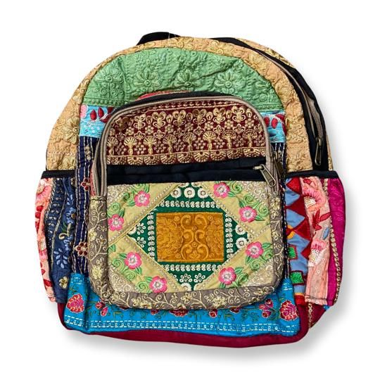 Features zipper pocket closures, adjustable straps. side stretch pockets for water bottles, 4 compartments for storage    All backpacks are hand made, therefore color, threads, patches and designs will be completely different. These backpacks was made in the Himalayas and it's design reflect the rich nature of this region.   Each piece is unique and can vary in color, pattern and patchwork placement. The pictures are just examples of the different colors, textures, and patchwork placements that Patchwork Backpack, Bag Inspiration, The Himalayas, Cute Bags, Vera Bradley Backpack, Nepal, Custom Orders, Zipper Pocket, Different Colors