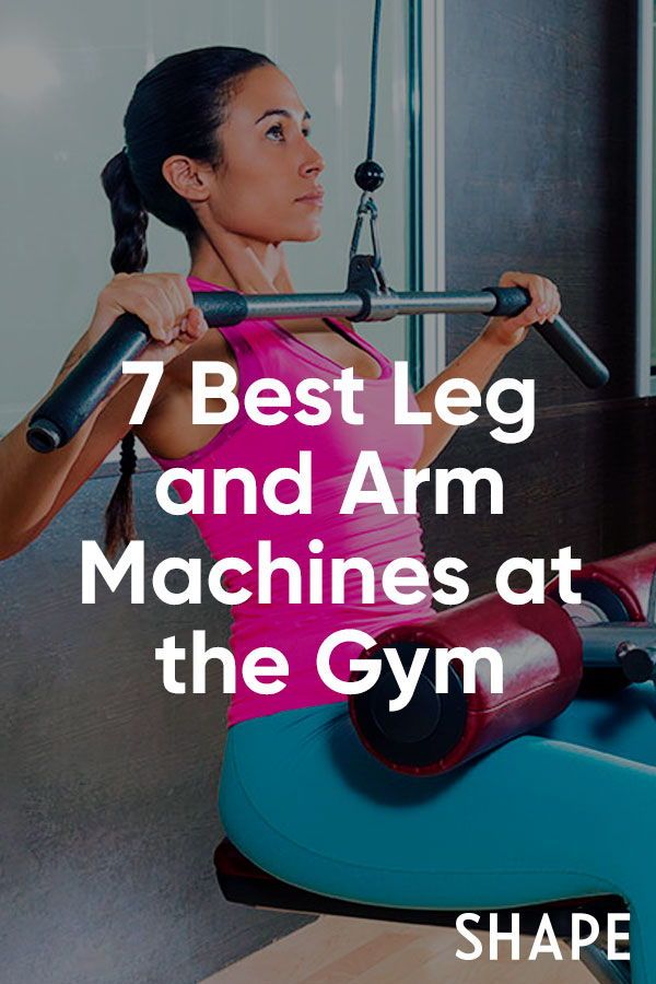 a woman is doing an exercise on a rowing machine with the text, 7 best leg and arm machines at the gym