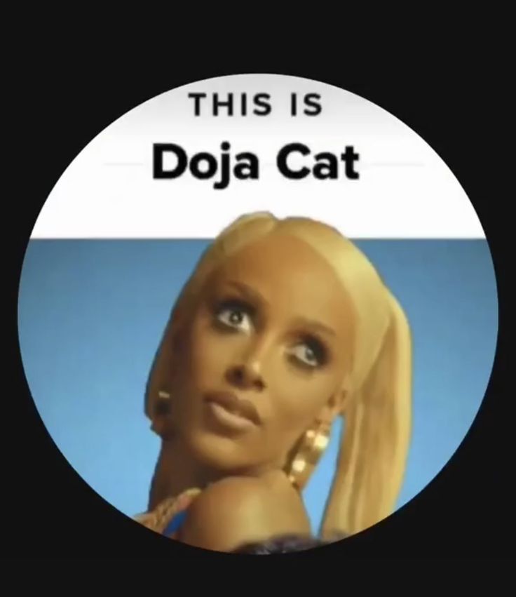 this is an image of a woman's face with the words doja cat on it