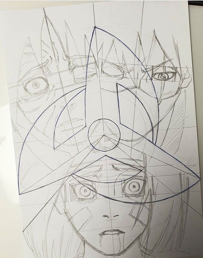 this is an image of a drawing of some anime characters with different facial expressions on their faces