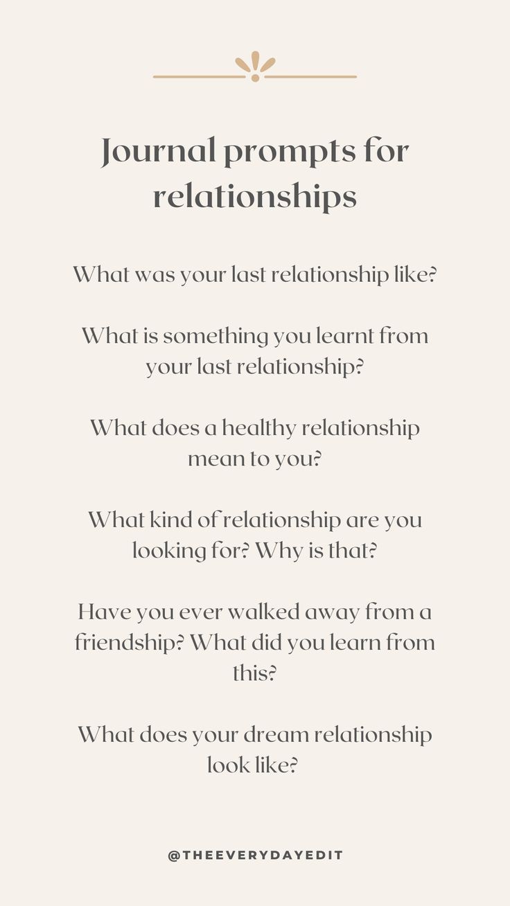 a white poster with the words journal prompts for relationships