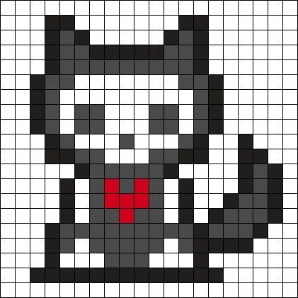 an image of a pixel style cat with red eyes