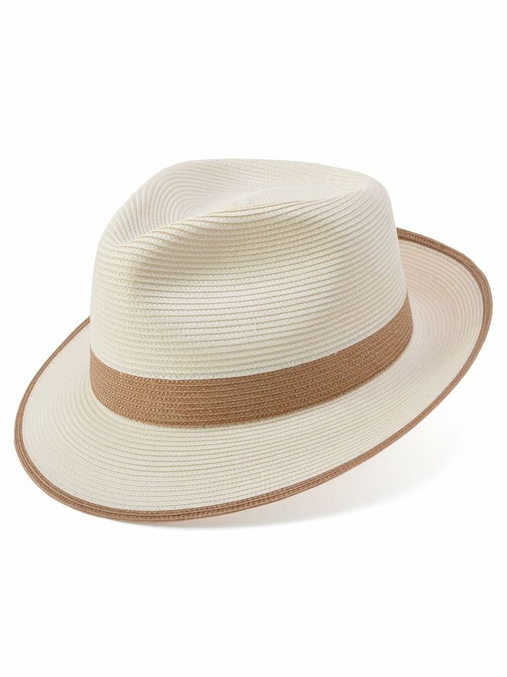 Dobbs Milan Straw 'Thumbs Up' men's hat. The Thumbs Up is a soft finish Milan straw with a pinch front 4 1/2" crown, 2 1/2" down turned brim, matching trim and band color, plus a soft cloth sweatband for all day comfort. Clean with a soft brush. Made in Mexico. Style #DSTHMB-4024 Content: Florentine Milan Straw Adjustable Brown Straw Hat, Luxury Classic Men's Straw Hat, Justin Ivory Straw Hat, Adjustable Brown Handwoven Straw Hat, Aussie Hat, Beige Lightweight Straw Hat, One Size, Mens Straw Hats, Straw Hat, Thumbs Up