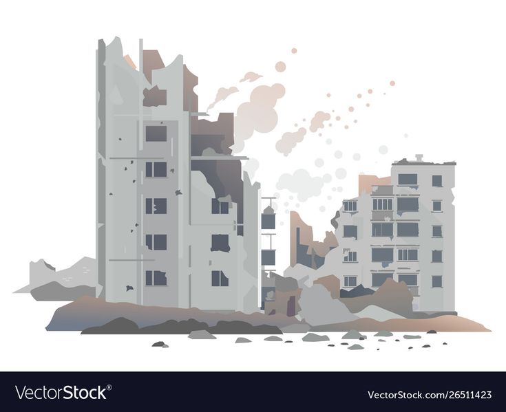 Destroy City Drawing, How To Draw Destroyed Buildings, Destroyed Buildings Art, Ruined City Drawing, Ruined Buildings Drawing, Abandoned Building Drawing, Building Background Drawing, Destroyed City Art, Destroyed Building Drawing