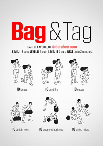 a poster showing how to do the bag and tag exercise for beginners, with instructions