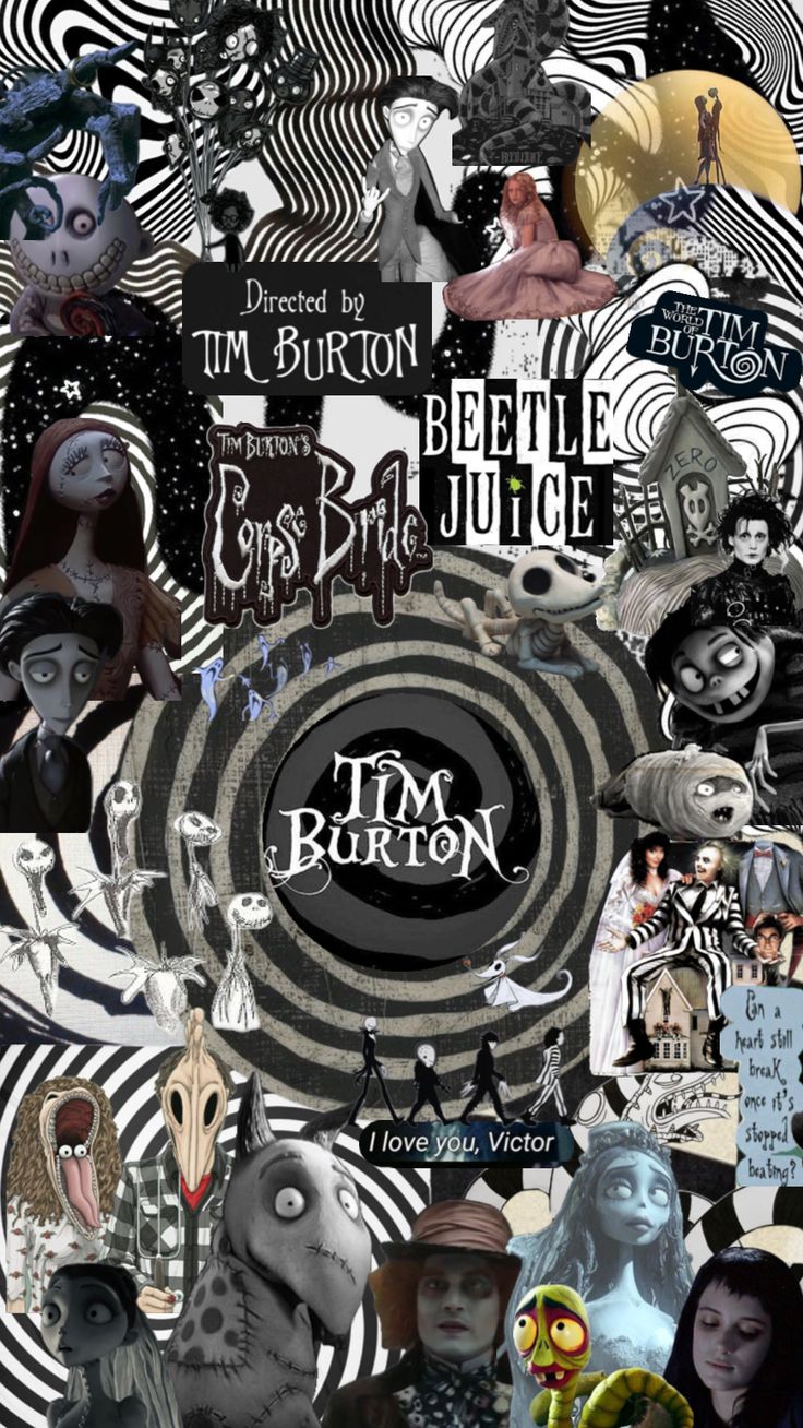 a collage of different images with the words tim burton