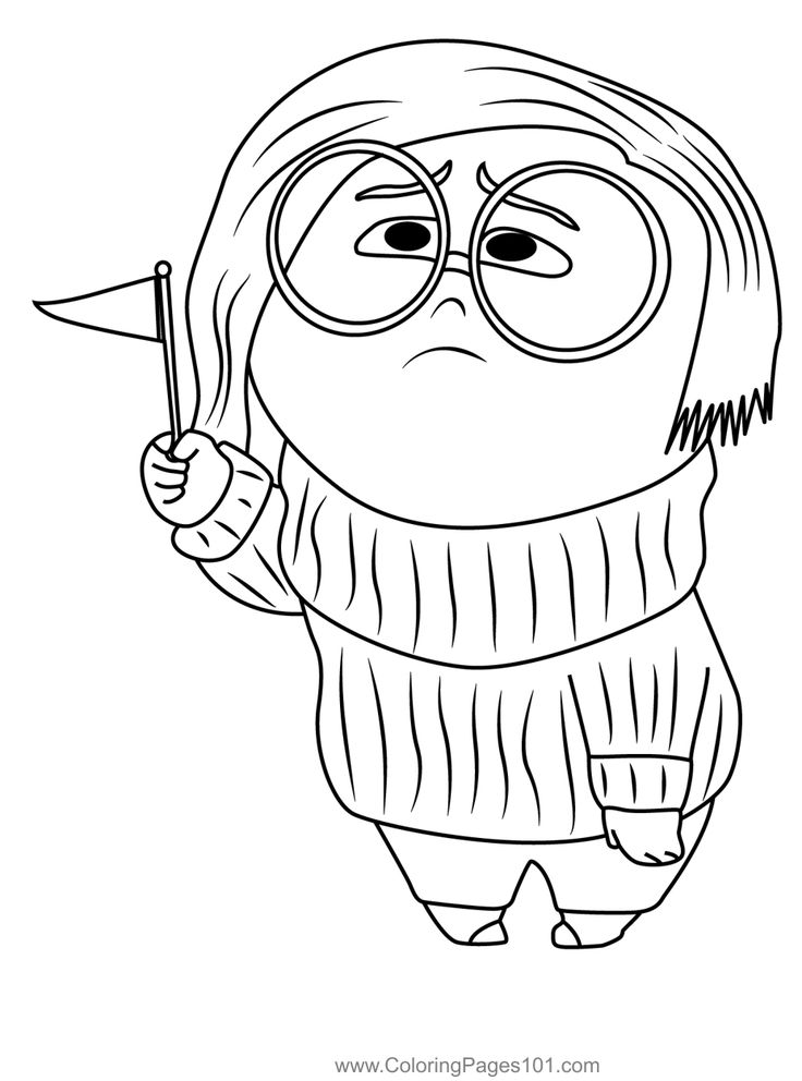 a black and white drawing of a cartoon character with glasses holding a knife in his hand