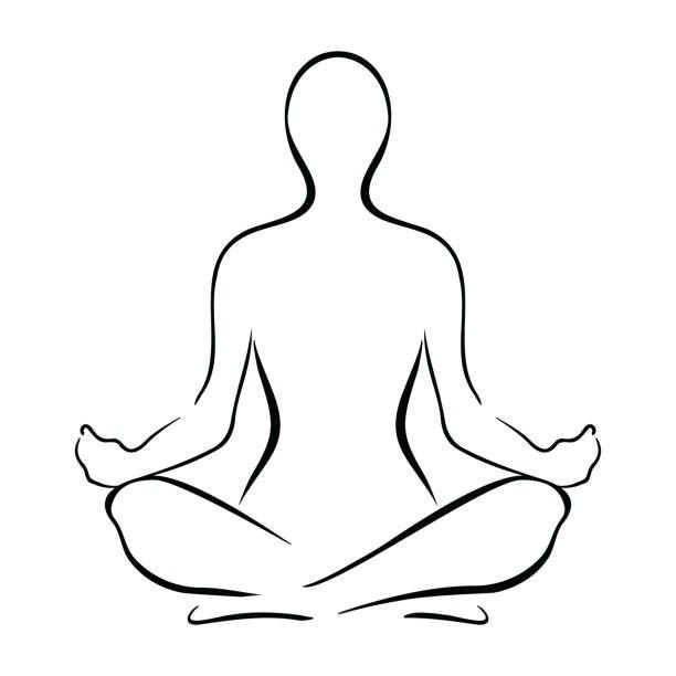 the outline of a person sitting in a lotus position