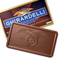 a chocolate bar with the name ghirardtelli on it and an eagle