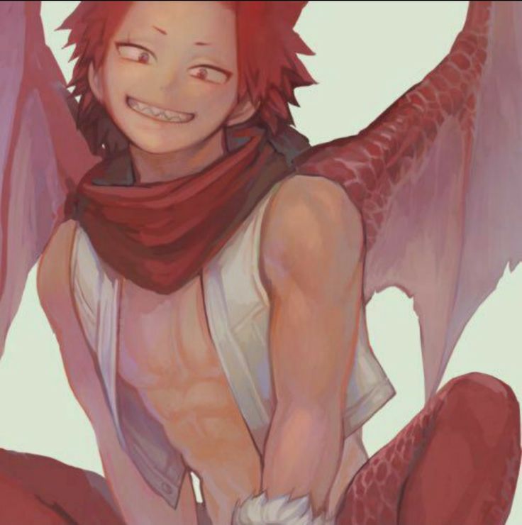 an anime character with red hair and wings