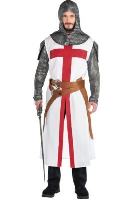 Crusader Costume, King And Queen Costume, Costume Chevalier, Medieval Outfit, Party City Costumes, Warrior Costume, Plus Size Halloween Costume, Knight Costume, Red Tunic