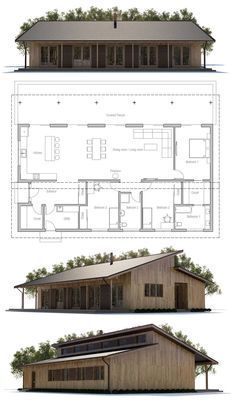 three different plans for a small house