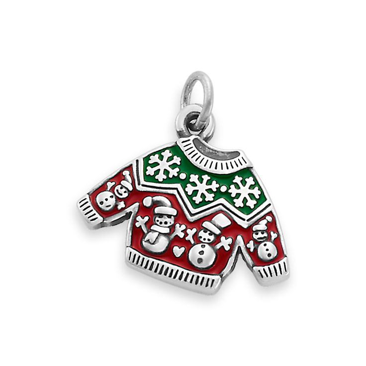 Celebrate holiday gatherings, ugly sweater contests and the festive side of Christmas with this Enamel Christmas Sweater Charm, made from sterling silver. The colorful red and green enameling and intricate details (like snowflakes and snowmen) create a re Ugly Sweater Contest, James Avery Charms, Christmas Tree Charm, Charms For Bracelets, Unique Jewelry Gifts, Gifts For Your Sister, Dragonfly Charm, New Charmed, James Avery